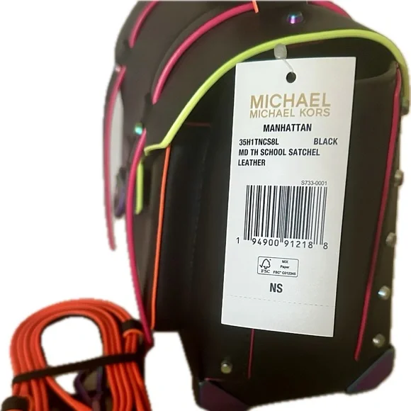 Michael Kors Black Satchel Bag with Neon Highlights - Picture 2 of 7